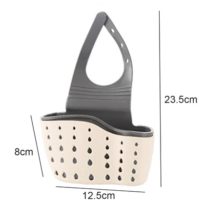 Kitchen Sink Storage Drain Basket – Adjustable Soap & Sponge Holder Hanging Shelf Organizer