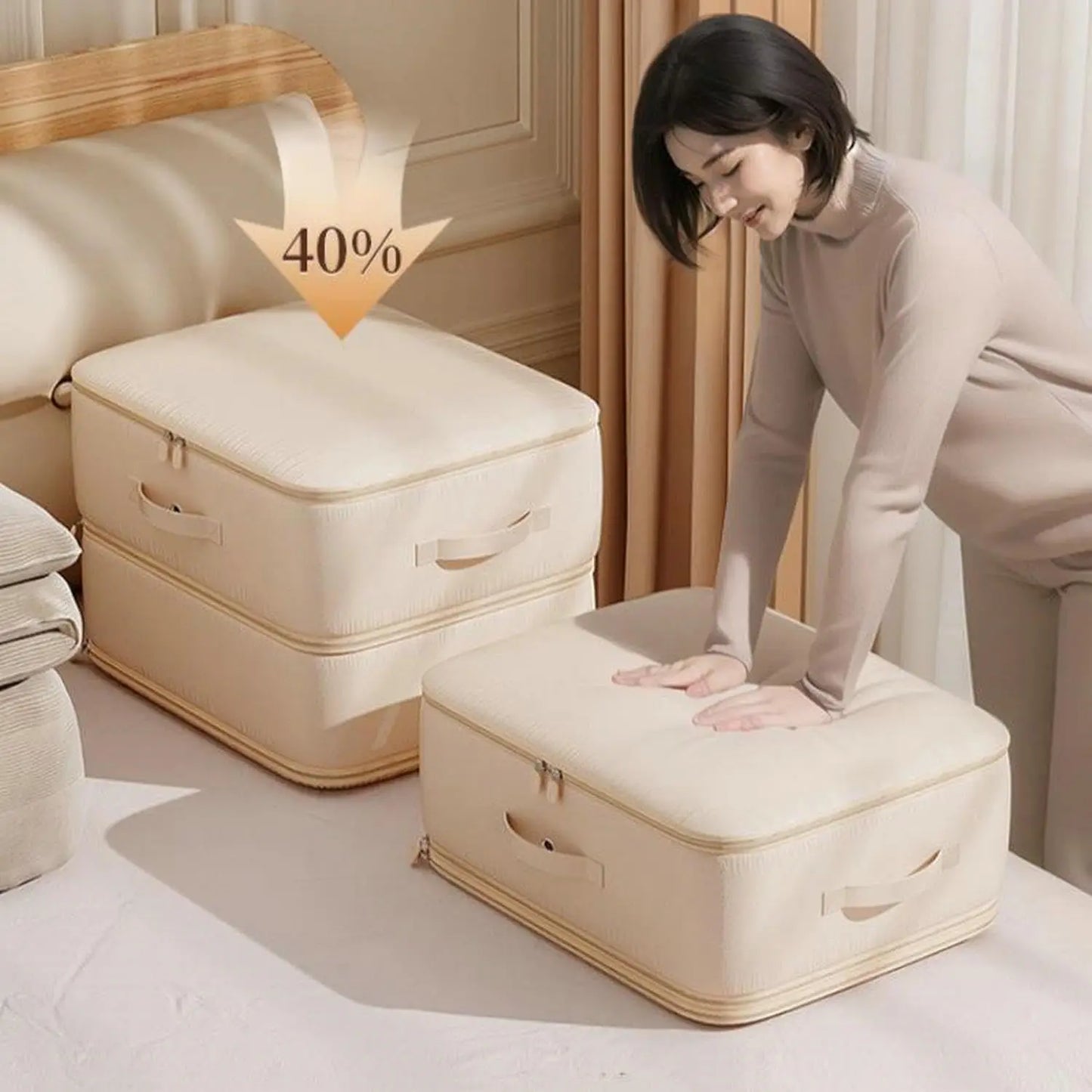 Self-Compression Storage Bag, Ultra Space-Saving Organizer for Clothing, Comforters & Bedding (1PC)