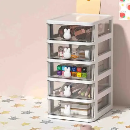 2–5 Layer Clear Stacking Drawer Organizer – Multi-Tier PP Storage Box Modular Desktop System for Office & Beauty Products