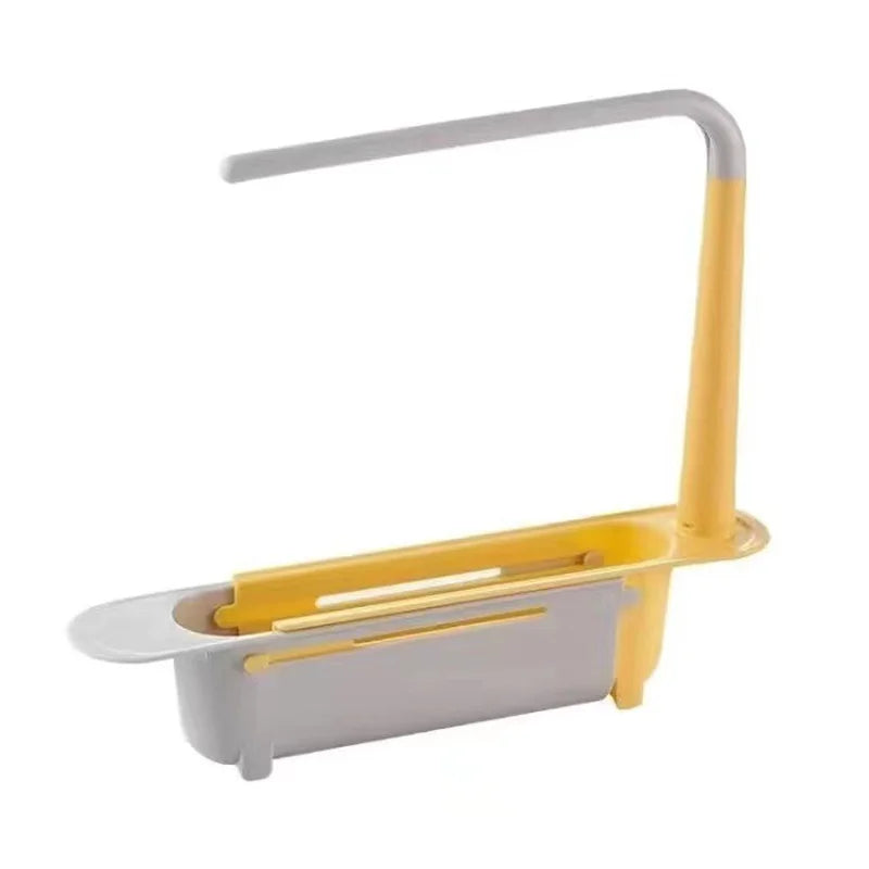 Telescopic Sink Shelf – Adjustable Kitchen Sink Organizer Soap & Sponge Holder Drain Rack