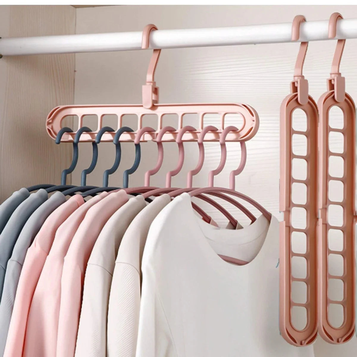 Solid Wood Multi-Hook Clothes Hanger – Vintage Wooden Organizer with 8 Hooks for Underwear & Accessories