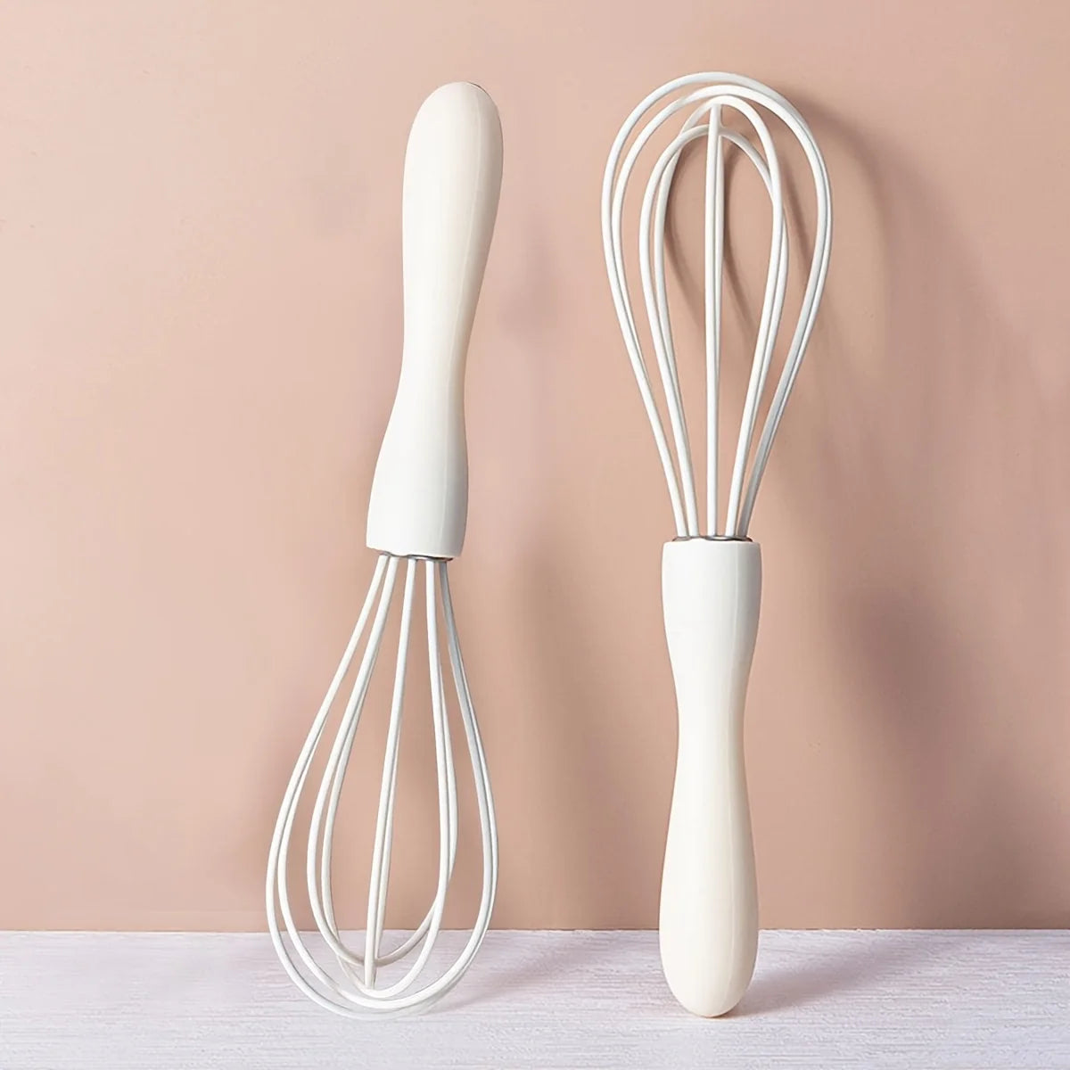 White Manual Silicone Whisk – Hand-Held Baking and Mixing Tool Kitchen Cooking Utensil