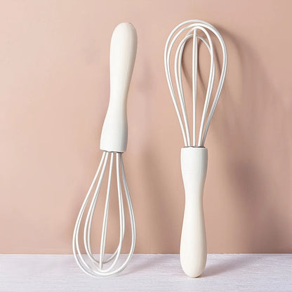 White Manual Silicone Whisk – Hand-Held Baking and Mixing Tool Kitchen Cooking Utensil