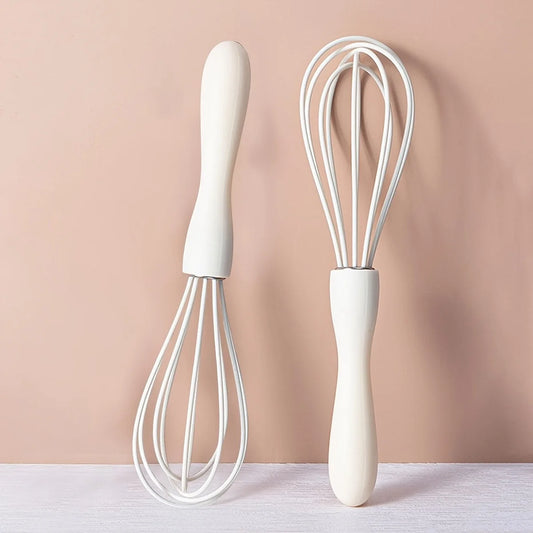 White Manual Silicone Whisk – Hand-Held Baking and Mixing Tool Kitchen Cooking Utensil