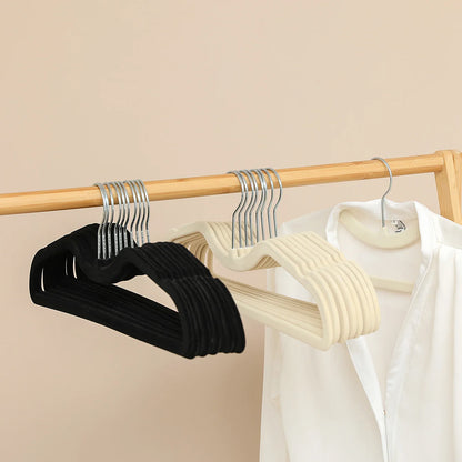 10PCS Flocking Plastic Clothes Hangers – Space-Saving Anti-Slip Short Neck Drying Hangers