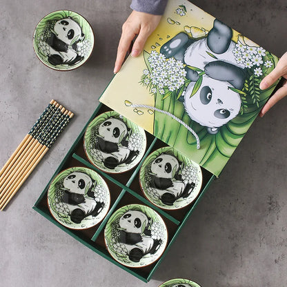 Creative Panda Ceramic Tableware Set, Cartoon Porcelain Dinnerware Gift Box Set