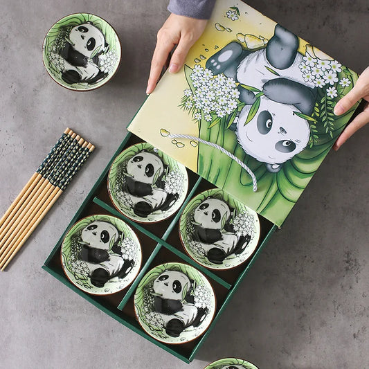 Creative Panda Ceramic Tableware Set, Cartoon Porcelain Dinnerware Gift Box Set