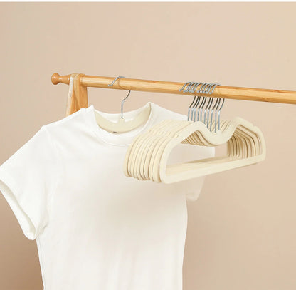 10PCS Flocking Plastic Clothes Hangers – Space-Saving Anti-Slip Short Neck Drying Hangers