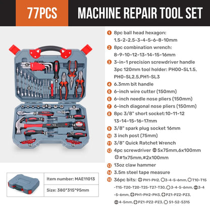 Hi-Spec Socket Wrench Set, 1/2" 3/8" 1/4" Drive Ratchet Tool Kit for Car and Home Repair