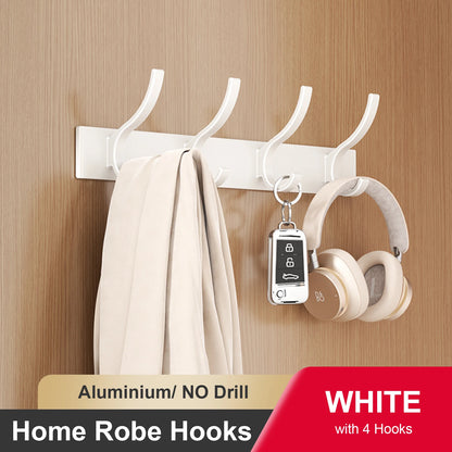 Adhesive Wall Clothes Hooks – No-Drill Bathroom Towel & Door Back Hanging Hooks