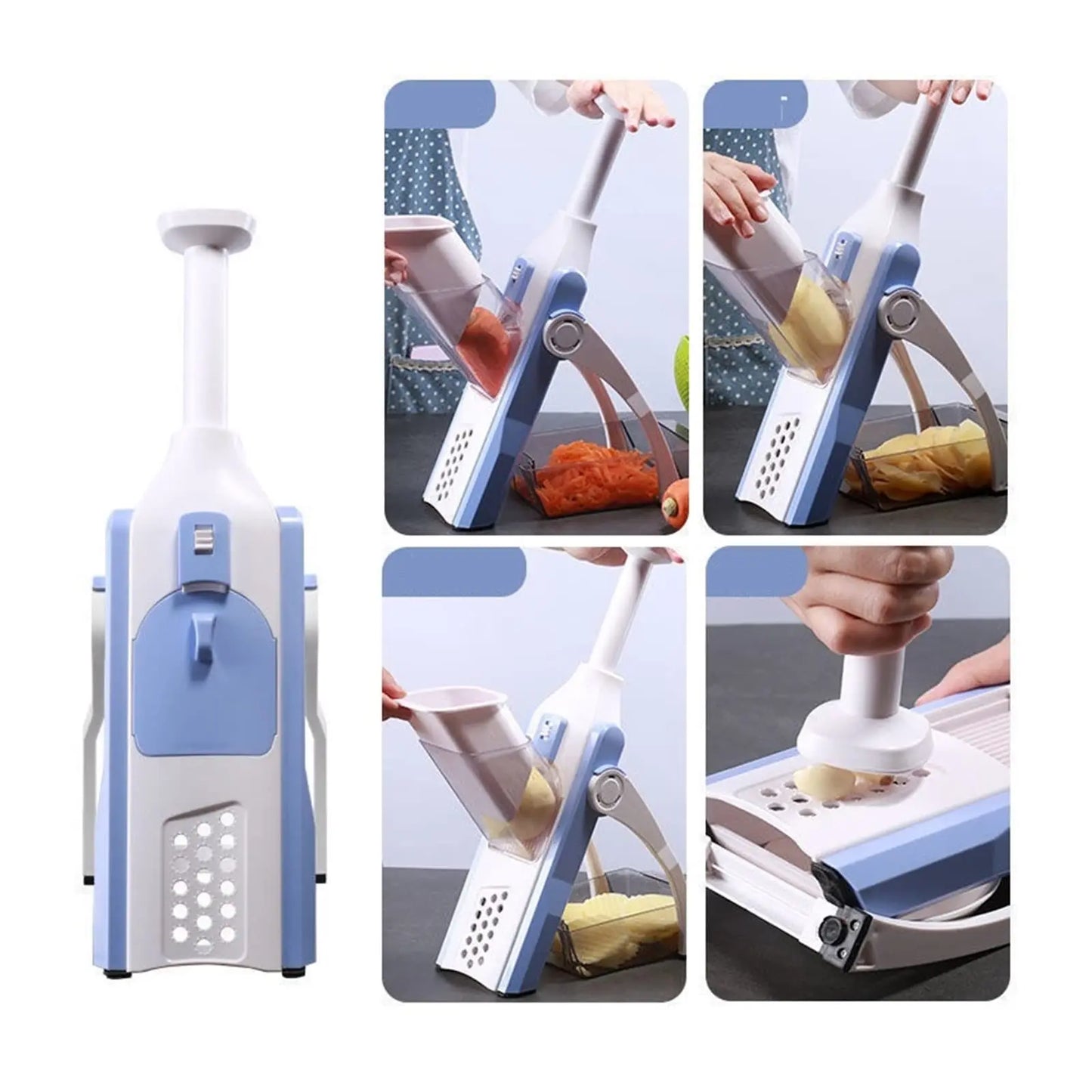 5-in-1 Multifunctional Vegetable Cutter, Household Kitchen Radish Grater, Slicer & Garlic Chopper Tool