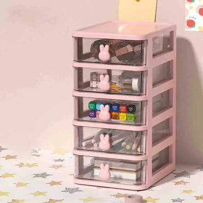 2–5 Layer Clear Stacking Drawer Organizer – Multi-Tier PP Storage Box Modular Desktop System for Office & Beauty Products
