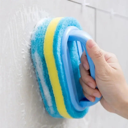 Cleaning Brush with Handle – Kitchen Sponge Wipe Thickened Bathroom Tile Cleaning Sponge Household Stain Removal Tool