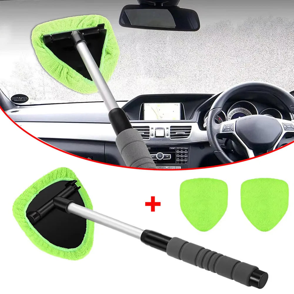 Telescopic Car Window Windshield Cleaning Brush Set – Microfiber Glass Cleaner Mist Scraper Eliminator