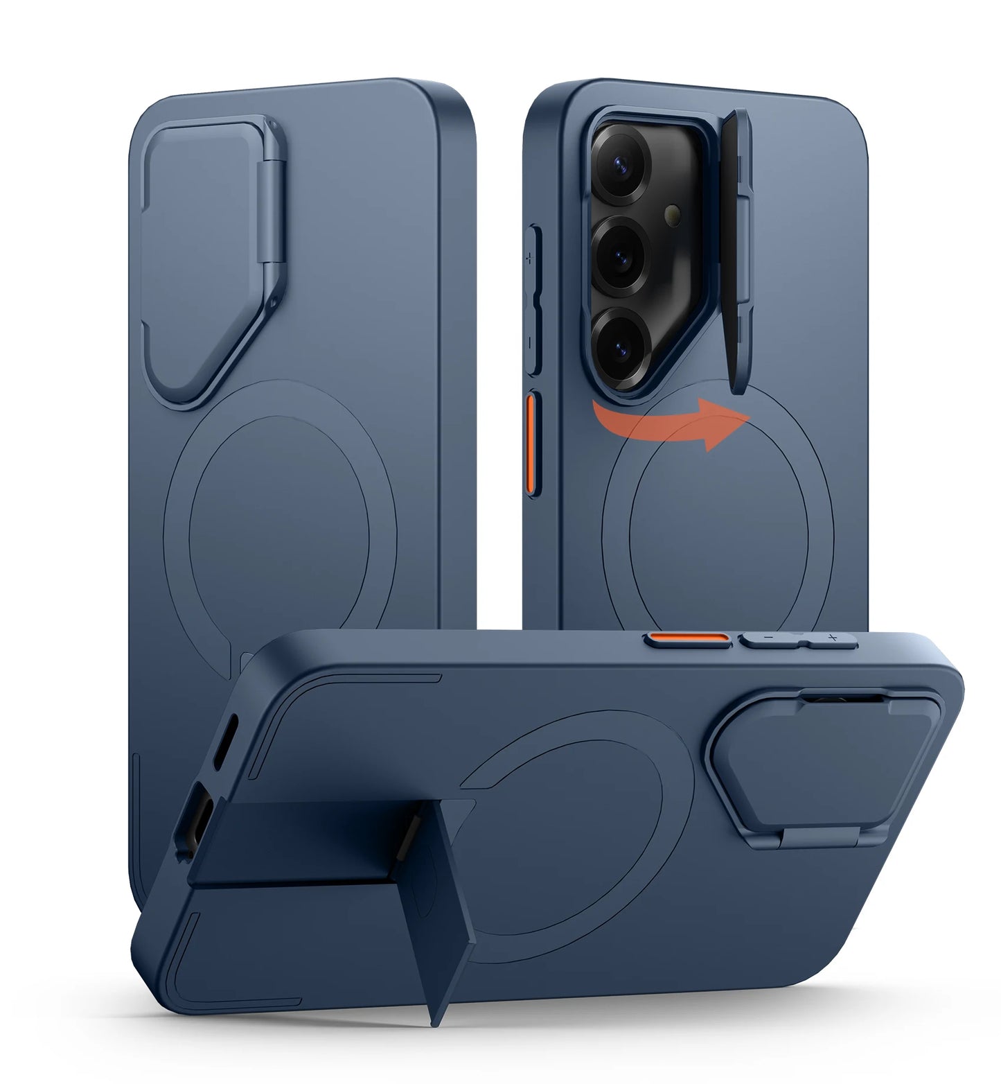 For Samsung Galaxy S25 series Case Magnetic Shockproof Bumper Protective Cover with Camera Cover Adjustable Metal Kickstand