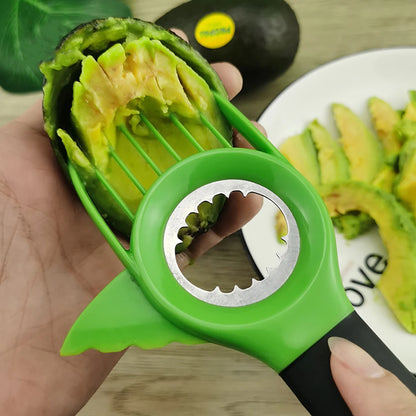3-in-1 Avocado Slicer – Stainless Steel Core Separator, Fruit Peeler & Plastic Knife Tool