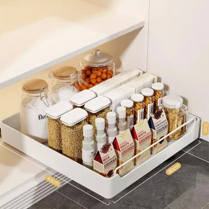 Slide Out Cabinet Organizer, Heavy Duty Sliding Drawer Pantry Shelf with Damping Guide & Nylon Adhesive
