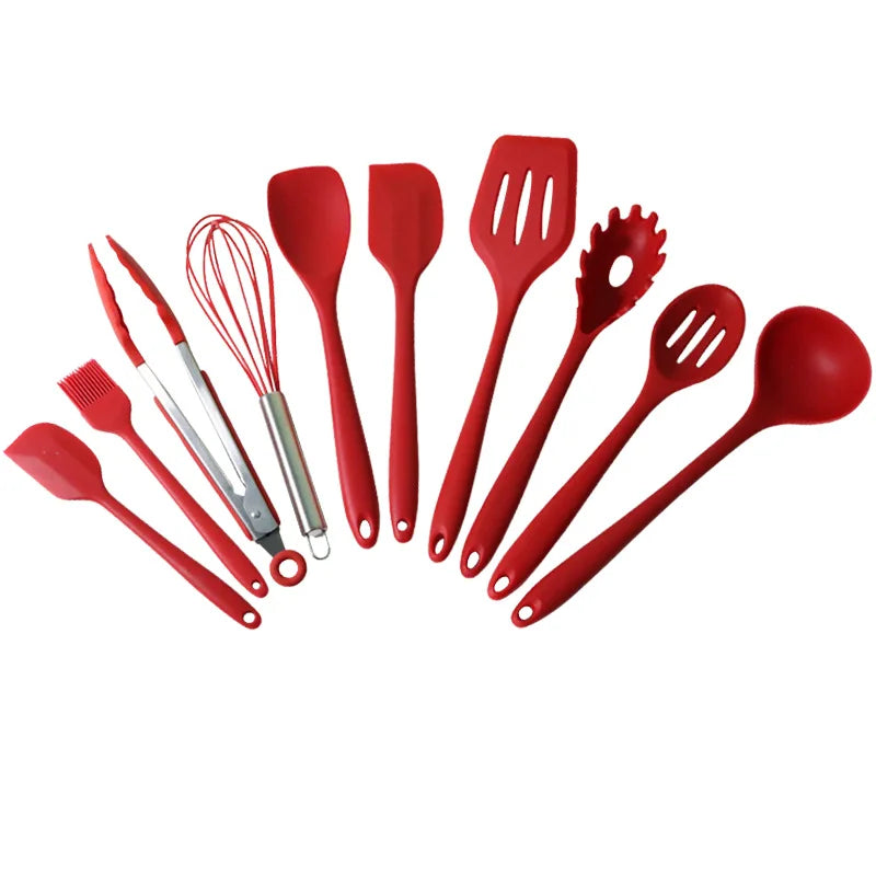 10PCS Silicone Kitchen Utensil Set, Heat-Resistant Cooking & Baking Tools, Non-Stick Spatula Spoon Scraper Set