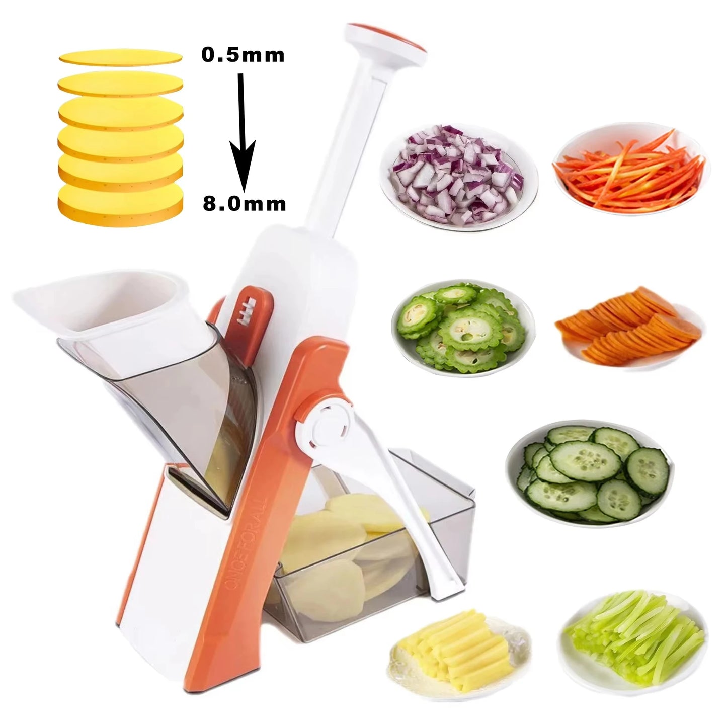 5-in-1 Multifunctional Vegetable Cutter, Household Kitchen Radish Grater, Slicer & Garlic Chopper Tool