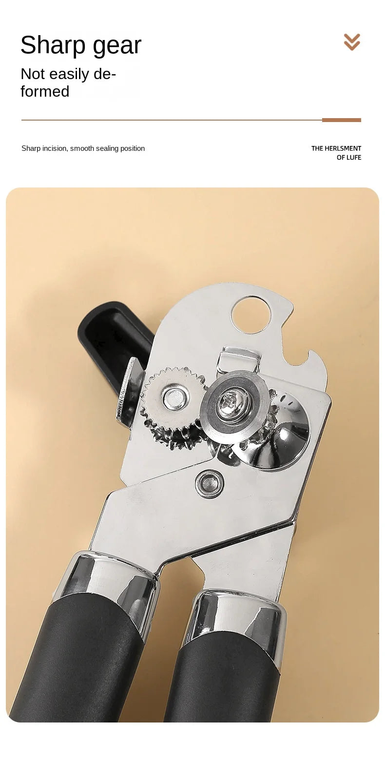 Professional Manual Can Opener – Multifunctional Stainless Steel Can and Bottle Opener Kitchen Gadget