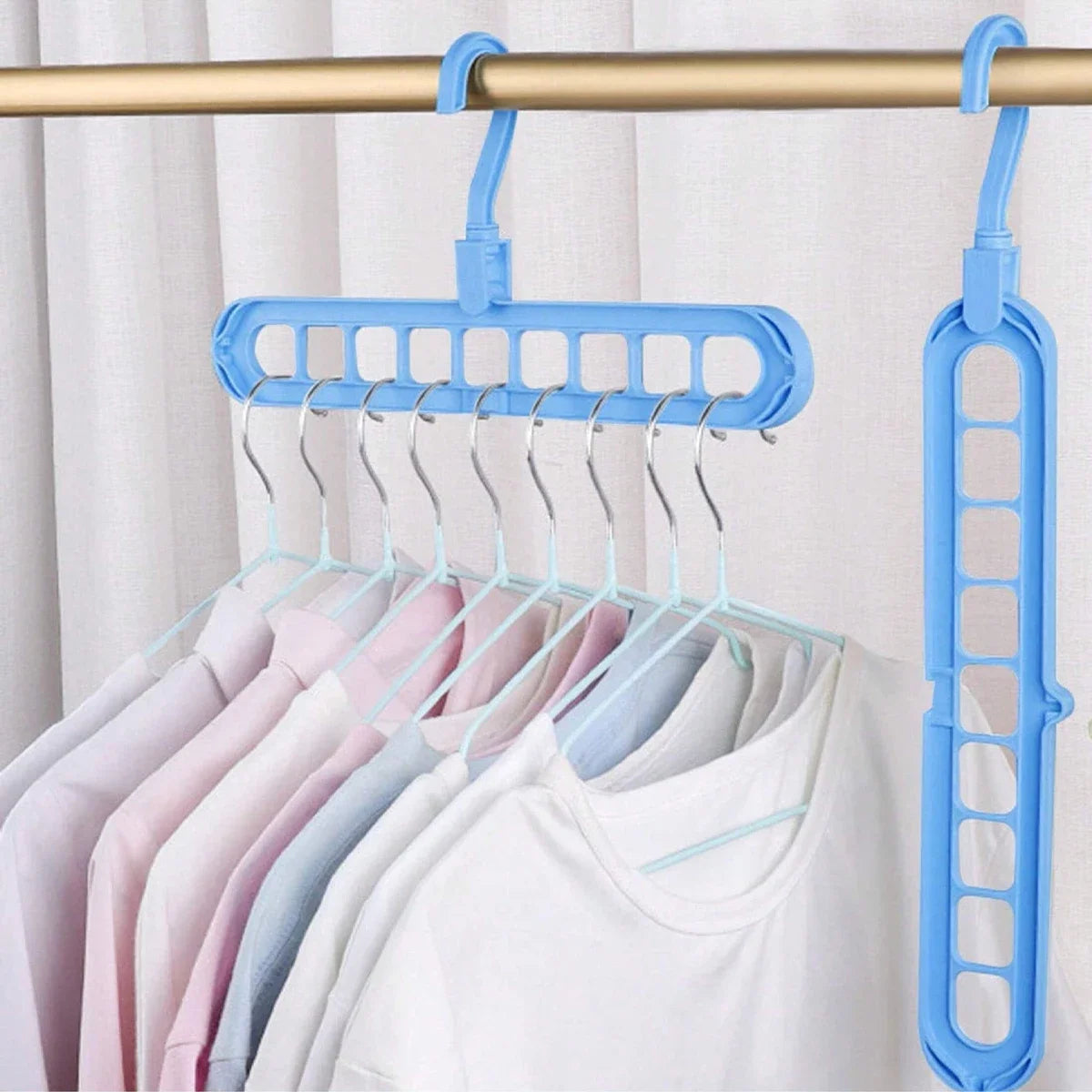 Solid Wood Multi-Hook Clothes Hanger – Vintage Wooden Organizer with 8 Hooks for Underwear & Accessories