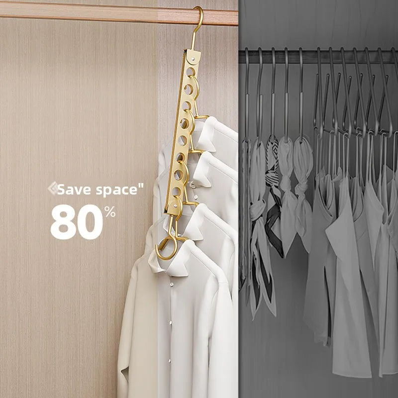 Foldable Rotatable Magic Clothes Hanger Organizer – Multi-Hole Metal Wardrobe Space Saver Hook