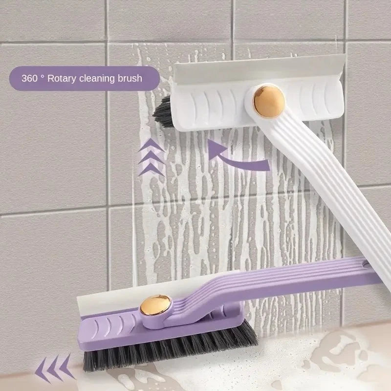 360° Rotating Crevice Cleaning Brush with Scraper – Multi-Purpose Hard Bristle Tile & Gap Cleaner for Bathroom & Kitchen