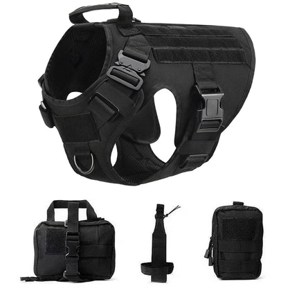 Tactical Dog Harness and Leash Set for Large and Medium Dogs, Military-Style Training Vest for German Shepherd, Golden Retriever, and Working Breeds