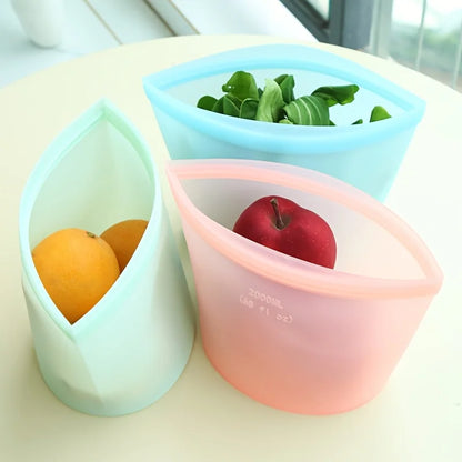Silicone Food Containers – Reusable Leakproof Ziplock Storage Bags for Fridge and Freezer