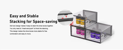 Clear Stackable Shoe Storage Boxes, Large Sneaker Organizer Containers, Shoe Rack Alternative