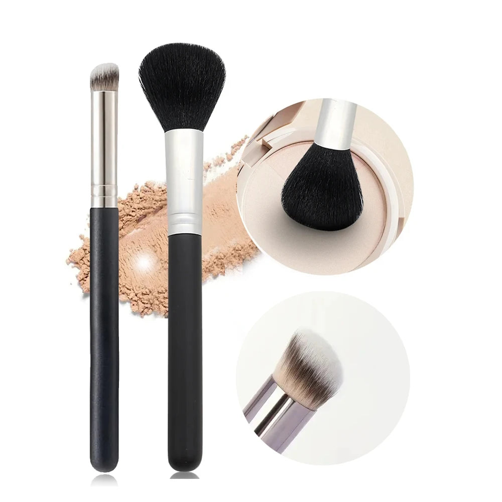 Premium Foundation and Concealer Brush Set, Dense Blending Contour and Blusher Makeup Brushes with Wooden Handle, Flawless Under-Eye Face Brush Set