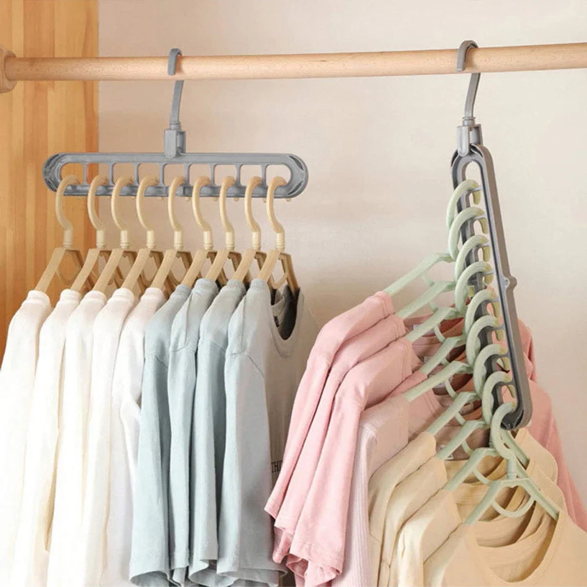 Solid Wood Multi-Hook Clothes Hanger – Vintage Wooden Organizer with 8 Hooks for Underwear & Accessories