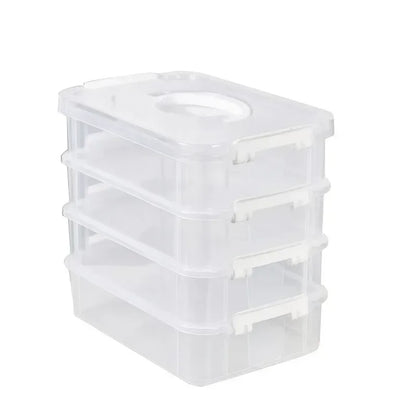 Extra Large 4-Tier Stackable Storage Box with Lid, Clear Plastic Organizer for Toys & Building Blocks