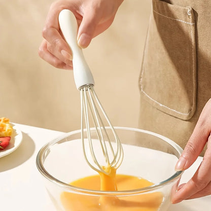 White Manual Silicone Whisk – Hand-Held Baking and Mixing Tool Kitchen Cooking Utensil
