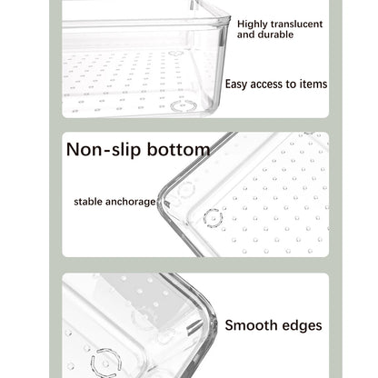 Clear Desk Drawer Organizer Set – Transparent Plastic Storage Boxes for Makeup, Bathroom & Office