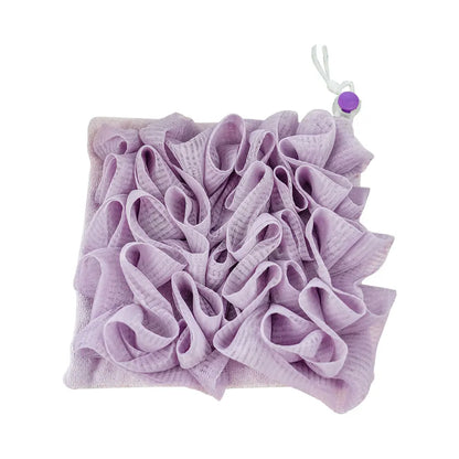 Soft Exfoliating 2-In-1 Bath Loofah – Bath Ball Towel with Drawstring Soap Closure Reusable Mesh Shower Sponge