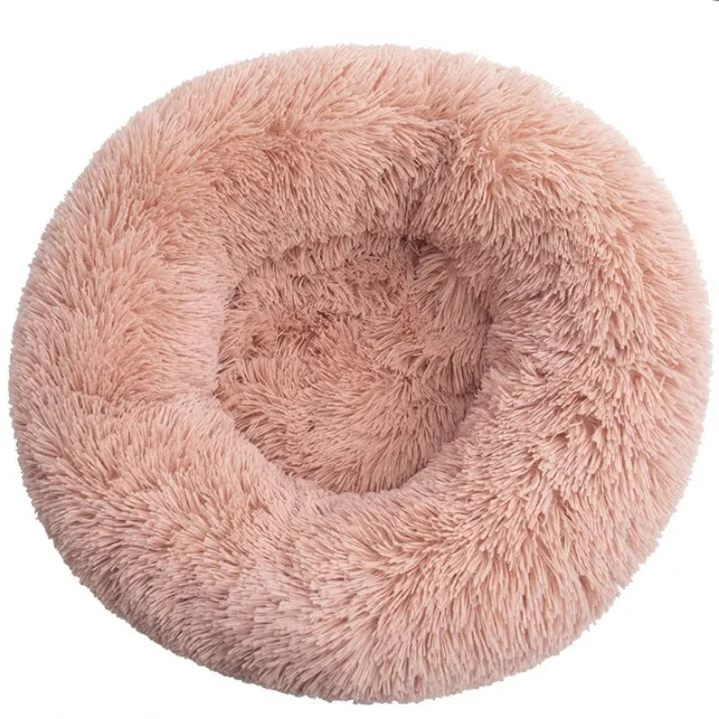 Round Plush Pet Bed for Dogs and Cats, Super Soft Winter Sleeping Bed in 6 Sizes (40–90cm), Warm Calming Cushion for Small, Medium, and Large Pets