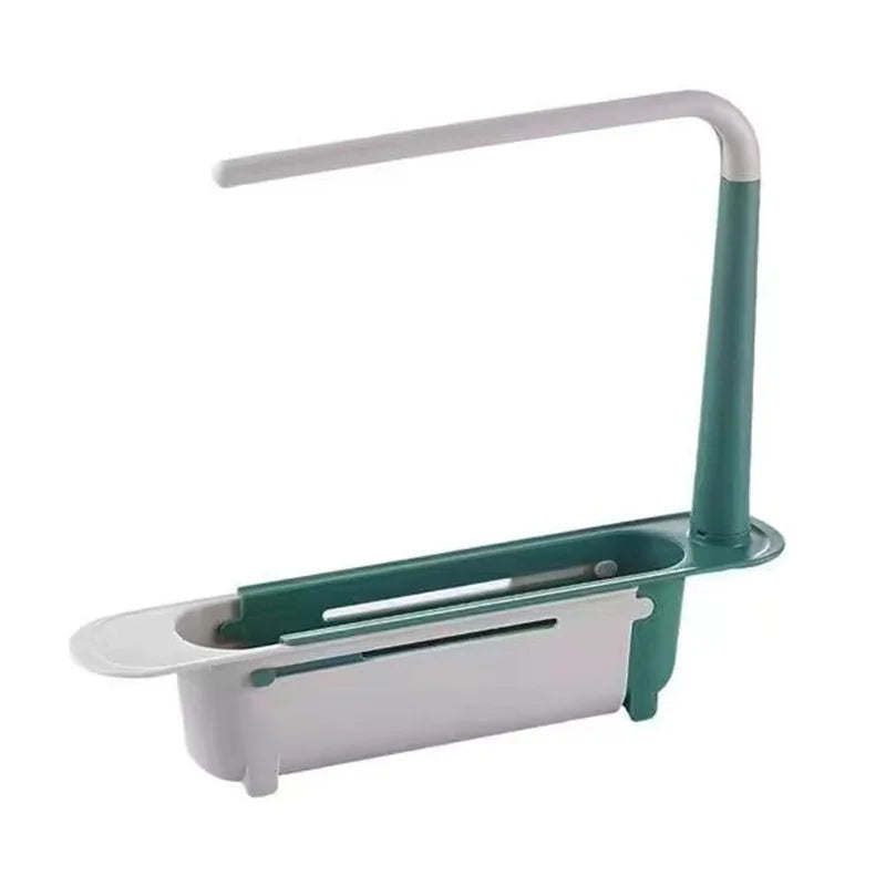 Telescopic Sink Shelf – Adjustable Kitchen Sink Organizer Soap & Sponge Holder Drain Rack