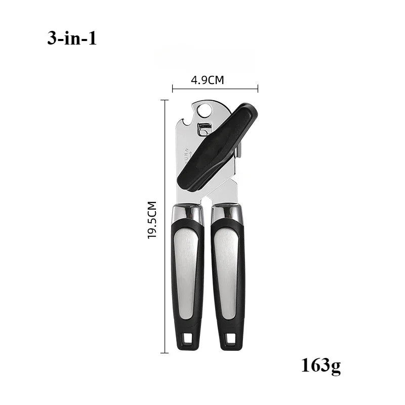 Professional Manual Can Opener – Multifunctional Stainless Steel Can and Bottle Opener Kitchen Gadget