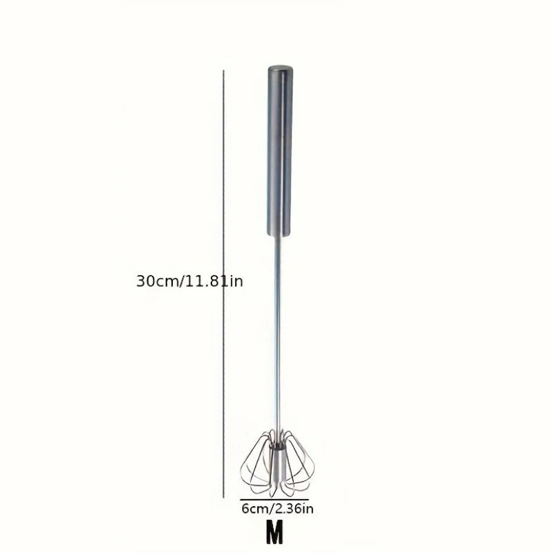 Stainless Steel Semi-Automatic Egg Beater, Hand Push Mixer for Egg, Cream and Baking Mixing