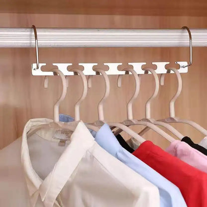 6-Hole Stainless Steel Clothes Hanger – Foldable Traceless Shirt & Clothing Storage Hooks