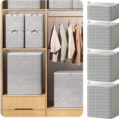 Extra Large Storage Chest with Lid – Heavy-Duty Non-Woven Fabric Organizer for Clothes & Bedding