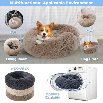 Round Plush Pet Bed for Dogs and Cats, Super Soft Winter Sleeping Bed in 6 Sizes (40–90cm), Warm Calming Cushion for Small, Medium, and Large Pets