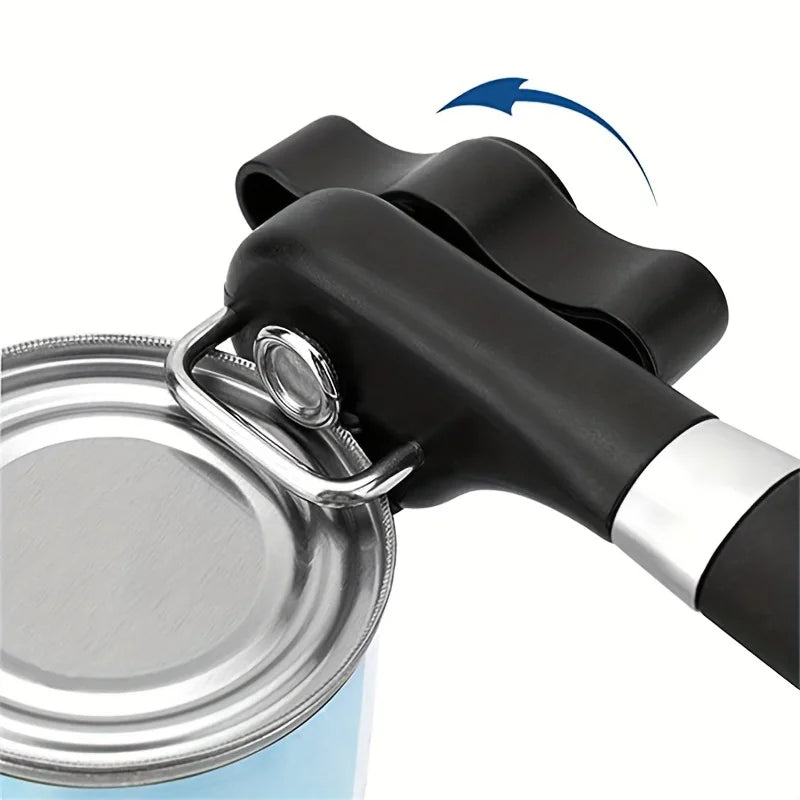 Plastic Hand-Actuated Can Opener – Safety Side-Cut Manual Can Opener with Easy Grip Handle