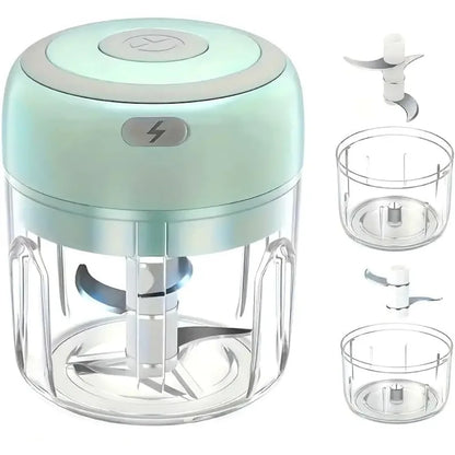 Electric Garlic Mincer 250ML, USB Rechargeable Mini Vegetable Chopper with Stainless Steel Blades, Portable Food Processor