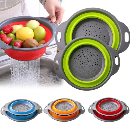 Silicone Folding Drain Basket – Collapsible Fruit and Vegetable Washing Strainer Colander