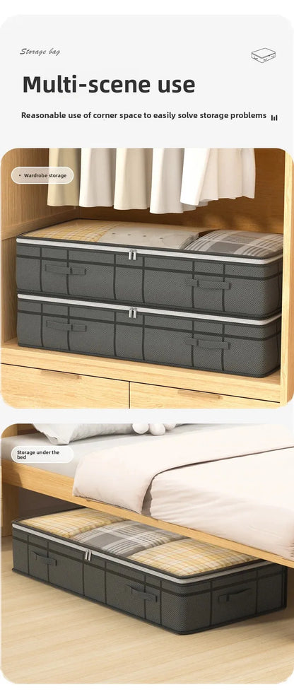 Large Underbed Storage Bag, Foldable Clothes & Quilt Organizer for Bedroom, Dorm & Wardrobe