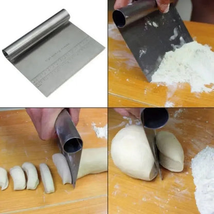 Stainless Steel Dough Scraper, Multifunctional Cake & Cream Scraper with Scale, Baking and Cutting Tool