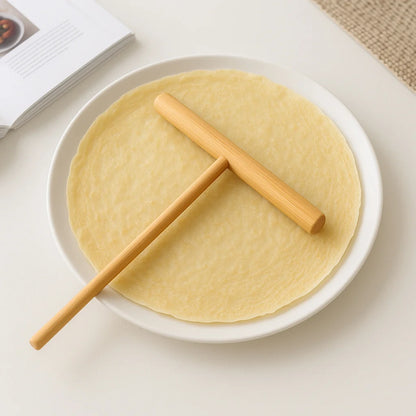 T-Shaped Bamboo Pancake Spatula – Round Head Cooking Tool for Eggs, Pancakes, and Baking