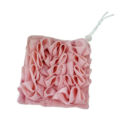 Soft Exfoliating 2-In-1 Bath Loofah – Bath Ball Towel with Drawstring Soap Closure Reusable Mesh Shower Sponge